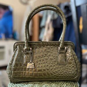 Jeanne Lotti crocodile embossed Top-Handle Small Green Bag